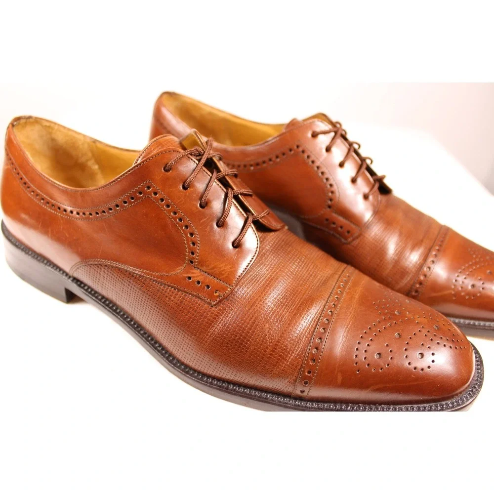 Mezlan Vicente Mens Cap Toe Oxford Dress Shoes Size 13 B Brown Leather Spain